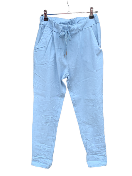 Italian Stretch Plain Colour Pants “Aqua”