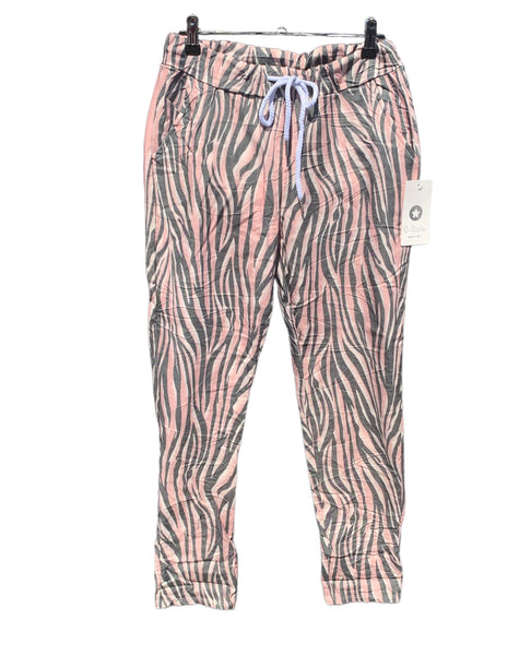 Italian Stretch Pants “Zebra-Pink”