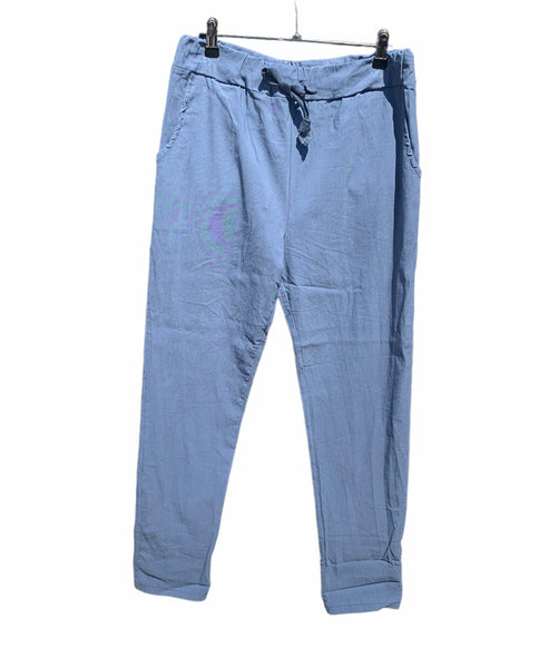 Italian Stretch Plain Colour Pants “Blue”