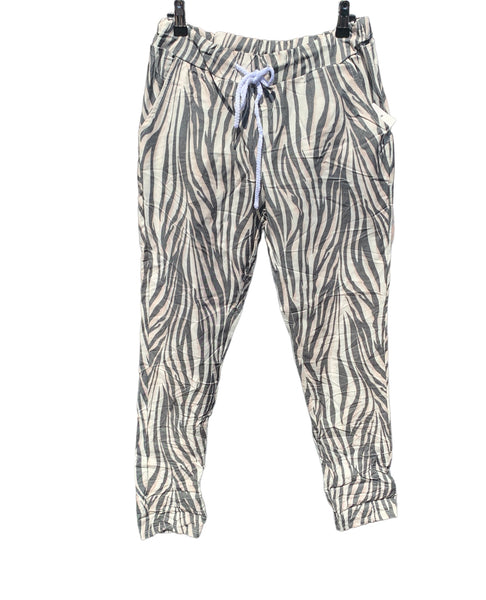 Italian Stretch Pants “Zebra- Dusty Pink”