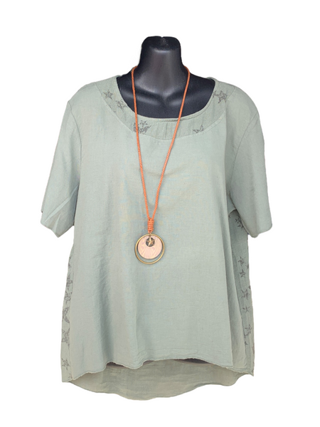 Italian Top with Split Sleeves and Necklace