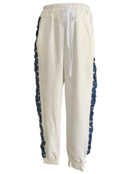 Italian Cotton Track Pants or Top with Denim Detailing
