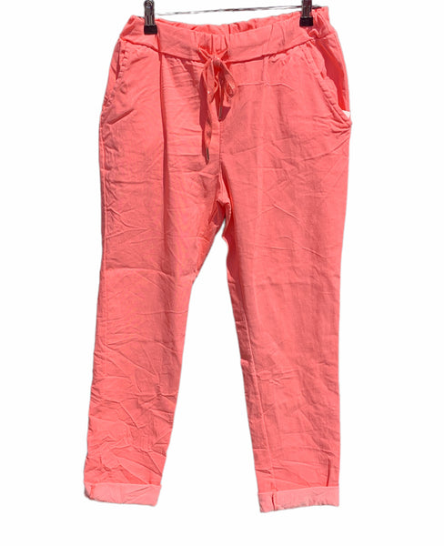 Italian Stretch Plain Colour Pants “Coral”