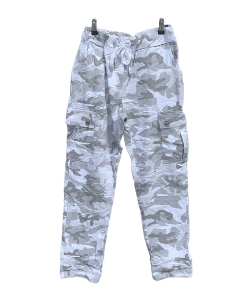 Italian Stretch Camo Cargo Pants “Grey”