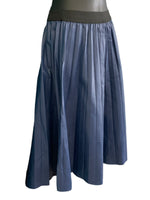 Blue Pleat Faux Leather Skirt